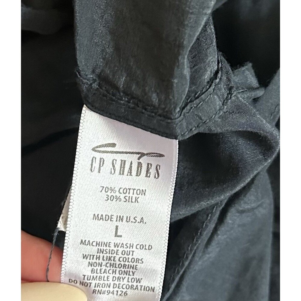 CP Shades Blue Long/Midi Dress in Cotton-Silk Blend with V-Neck and Pockets SZ L - Picture 14 of 16